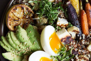 sweet carrot grains and egg bowl recipe